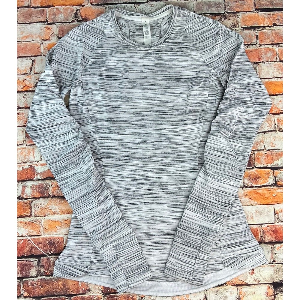Lululemon Runderful Long Sleeve Top Running White Silver Camo W3BCIS Womens Sz 4
